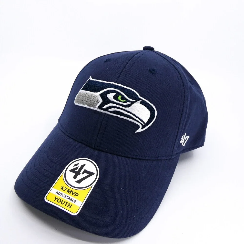 Seattle Seahawks Hat Boys Blue '47 Brand Strap Back‎ Cap Football NFL Youth New